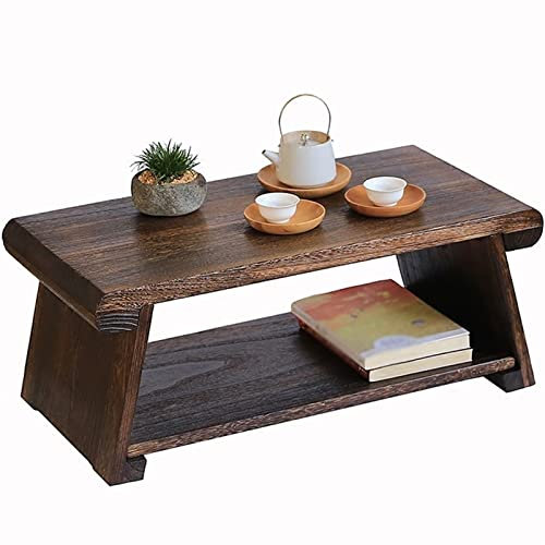 Bureau pour Ordinateur Portable avec Pieds Pliables, Plateau de Service pour Petit-déjeuner au lit, Table de Sol de Style Table pour thé et café, Table en Bois avec Baie vitrée (Couleur : Marron,