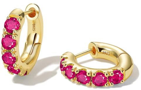GLoquat 14k Gold Plated Cubic Zirconia Hoop Earrings for Women Sterling Silver Post Huggies Earrings Gold Huggies for Women Hypoallergenic Trendy Jewelry Gift for Birthday Anniversary Wedding Earring