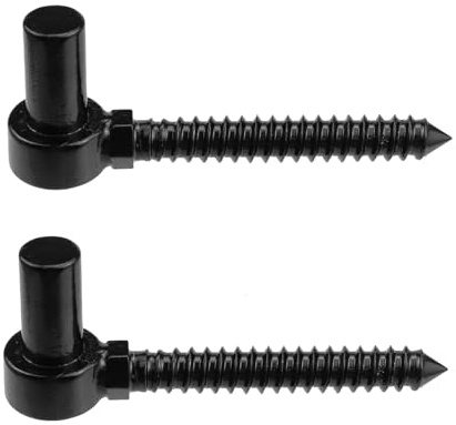Antrader One-Piece Molding Chain Link Lag Screw Hinge,Stainless Steel Gate Hinges for Farm Wooden Fences,Black,2Pcs