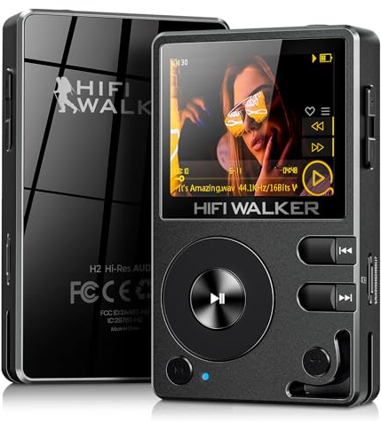 HIFI WALKER H2 HiFi MP3 Player with Bluetooth, Lossless DSD DAC FLAC, High Resolution Music Player, Portable Audio Player with 128GB Memory, Supports up to 512GB