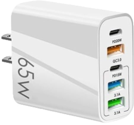 Cargador de bloque USB, adaptador multipuerto 12W PD + 3USB estándar americano PD65W cargador de teléfono móvil de carga rápida cabeza de carga 5V2.4A, pequeño bloque de carga rápida