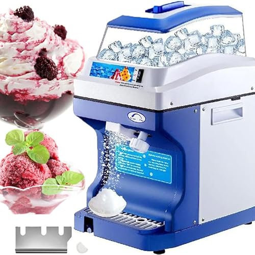 PUFAHAU Macchina per Ghiaccio tritato Commerciale, 200 kg/Ora, 300 W, Materiale per Uso Alimentare per Negozi di Bevande Fredde, frullatore per frullati da 441 libbre/Ora con tra