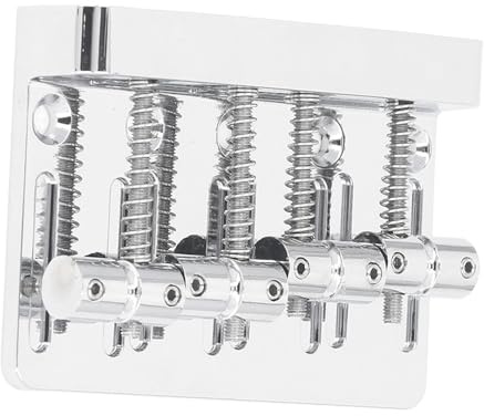 Ponte per Basso Elettrico, Piastra di Base Ispessita con Sella a 4 Aste Tonde Ponte per Basso a 4 Corde Altezza di Azione Regolabile con Viti per la Sostituzione (SILVER)