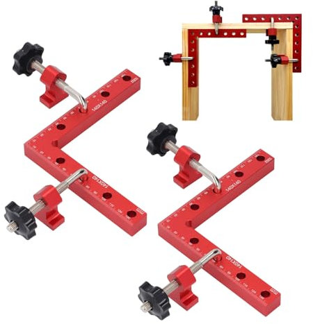 LOCADENCE 2 Sets Corner Clamp for Woodworking, 140x140mm Right Angle Cabinet Clamp, 90 Degree Locating Square, Aluminum Alloy Woodworking L Shaped Fixture for Furniture Making