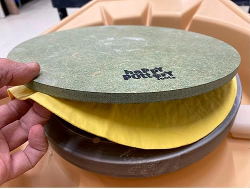 Genérico Piatto base in legno idrorepellente per tornio in ceramica + tampone assorbente fissante