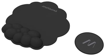 Muitomas, Set Tappetino per Mouse Ergonomico con Poggiapolsi e SottoTazza, Accessori da Scrivania, Colore Nero