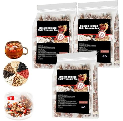 Ginseng Infused Eight Treasure Tea, Thé Aux Huit Trésors Infusé Au Ginseng, Red Date Wolfberry MulberryTea, Chinese Herbal Red GinsengTea (3)