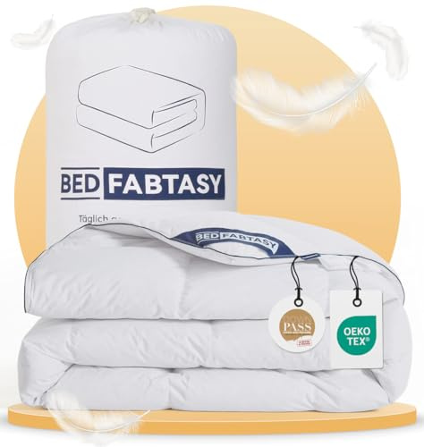 BedFabtasy Feder und Daunendecke 240x220cm, Oeko-Tex zertifizierte Leichte Bettdecke 240x220, 100% Extraweiche Federn & Daunen, Allergiker, RDS Zertifiziert Federbettdecke, Duvet, Sommerdecke