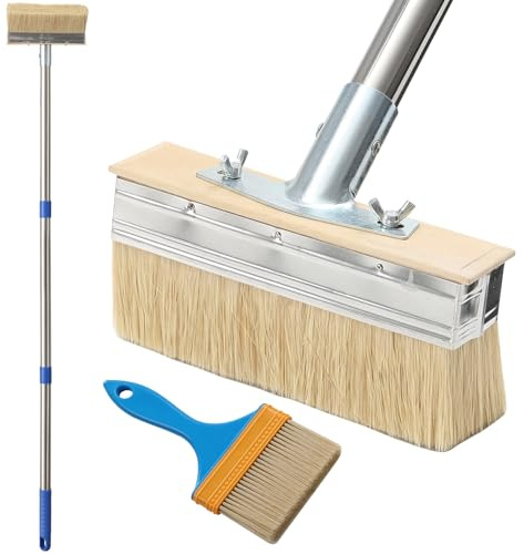 Pennello per superfici con manico lungo, 163 cm, pennello da soffitto con 8 cm, pennello applicatore a colori, per pareti, armadi, porte, recinzioni, terrazze