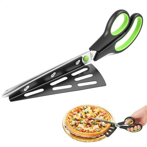 Vicloon Pizzasax med spade, 27 cm grön multifunktionell pizzaskärare
