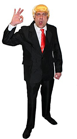 I LOVE FANCY DRESS Donald Trump KOSTÜM VERKLEIDUNGS=BEINHALTET=Blonde PERÜCKE+ROTEN Krawatte+SCHWARZEN Anzug=DIE PERFEKTE AMERIKANISCHE Party Fasching Karneval = Anzug IN MEDIUM