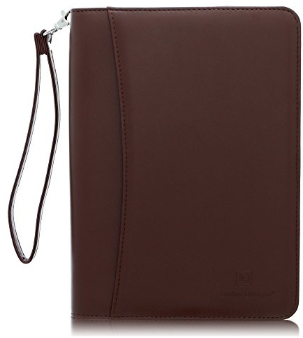 Lautus Designs Kleine Mappe aus PU-Leder mit Notizblock und Fach für 8 Zoll (20 cm) große Tablets dunkelbraun
