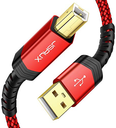 JSAUX USB A auf USB B Druckerkabel 3M, Drucker Kabel Kompatibel mit HP, Canon, Brother, Epson, Lexmark, Xerox, Samsung, Dell - ROT