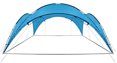 vidaXL Tendone per Feste ad Arco Copertura Gazebo a Cupola Tenda Baldacchino in Tessuto e Vetroresina 450x450x265 cm Azzurro