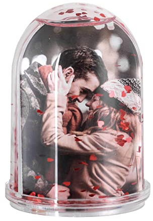 Herz & Heim® Schneekugel mit Ihrem Foto eine schöne Geschenkidee für Liebende zum Jahrestag oder Valentinstag 2 Fotos, ca. 10 cm x 7,5 cm (Ø/H)