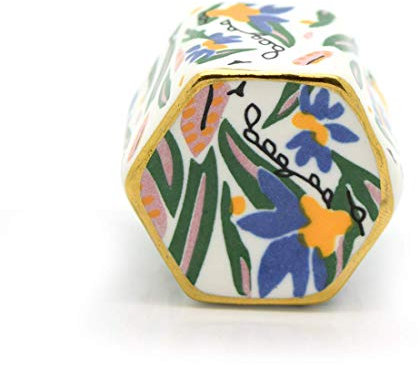 Colourful Hand Painted Cylinder and Hexagonal Ceramic Porcelain Cupboard Cabinet Drawer Door Knobs Handles Pulls (Green, Pink & Blue)