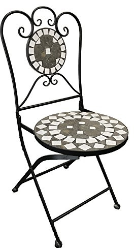 FineHome Mosaik Gartenstuhl Terassenstuhl klappbar Klappstuhl Balkonstuhl Bistrostuhl Mosaikstuhl Anthrazit/Grau klappbar