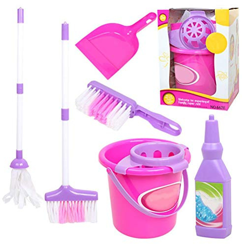 Rawisu Giocattoli per la Pulizia dei Bambini Fai Finta di Giocare Mop Broom Toys Kit di Strumenti per mobili per Bambole Giocattoli per la Pulizia della casa Set di Pulizia per Bambini Accessori