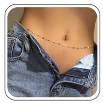 Inilbran Boho Bunte Perlen Taillenkette Gold Kugel Bauch Kette Regenbogen Vintage Körper Schmuck Für Frauen Und Mädchen