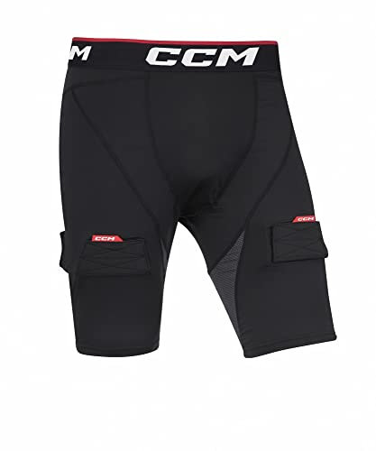 CCM Herren Kompression-Short mit Jock, schwarz, Größe: XL