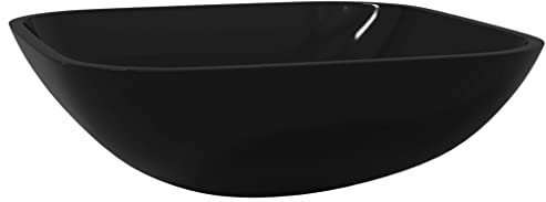 vidaXL Lavabo Vasque à Poser de Toilette Lave-mains de Salle de Bain Lavabo de Salle d'Eau Maison Intérieur Verre 42x42x14 cm Noir