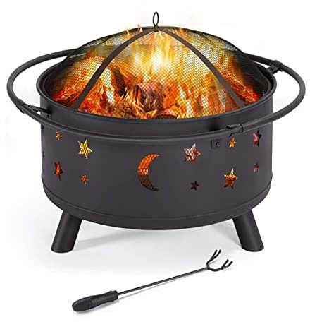 BIGWHEAT88 Haushalt Hof Bratofen Außenheizung Topf Brennholzherd Grill Mehrzweck Lagerfeuerherd Brennholztopf,Black,M(length76*51CM)
