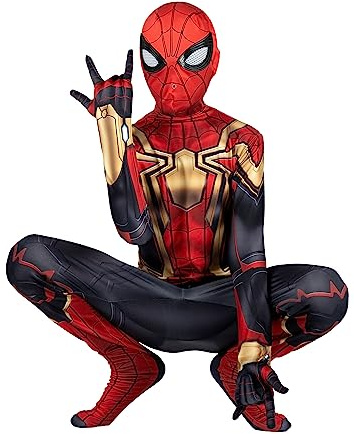 Marvel Integrated Spider-Man Official Youth Deluxe Zentai Costume - Deluxe Two-Way Stretch Spandex with Invisible Zippers and Wrist Openings for Added Convenience (L) Multi