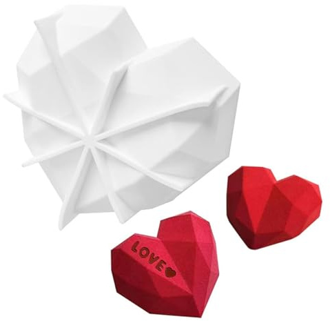 Zavaca Molde grande de silicona para mousse de corazón de diamante (7.6 pulgadas) para decoración de pasteles, fabricación de dulces, chocolate, mousse, postre, tarta de queso, apto para horno