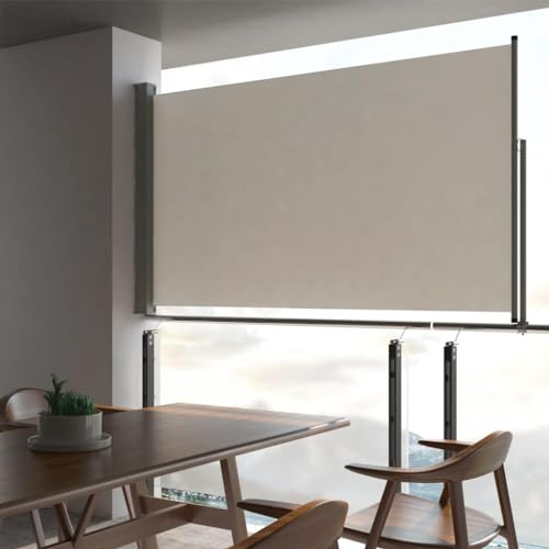 Higsose Tenda da Sole Laterale Retrattile 140x300 cm Crema Tenda da Sole per Balcone Tende Esterno Tenda Laterale Avvolgibile Frangivento Design Semplice Ma Elegante Tutela della Privacy
