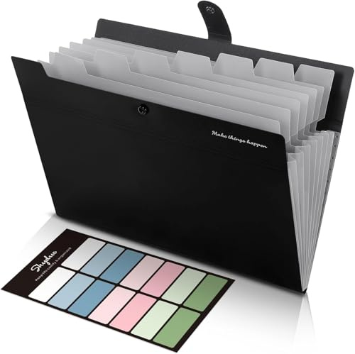 SKYDUE Trieur Document, Trieur 8 Compartiments A4, Dossier Rangement Documents Avec L'étiquettes, Rangement Papier/Pochette Document Pour Bureau, Maison, École(Noir)