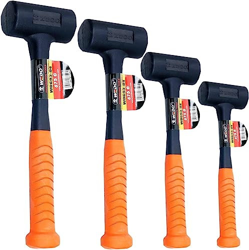 WEDO Gummihammer Set, 4-teilig, Totschlaghammer, Fiberglasgriff, stoßfestes Design
