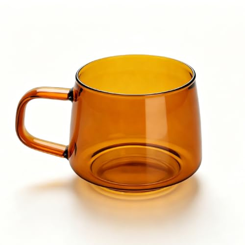 Cyrank Taza De Café De Vidrio, Taza De Café De Vidrio Con Asa Taza De Café De Vidrio Para Beber De Boca Ancha De 250 Ml Tazas De Café Expreso Transparentes Tazas De Vidrio Para Bebidas (Marrón)