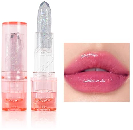 Jelly Lippenstift, 2 in1 Schimmernder Lippenstift und Lip Balm, Temperature Farbwechsel Glänzender lippenpflege, Hydratisierte Lippen, Glänzendes Finish für Rissige, Trockene und Spröde Lippen