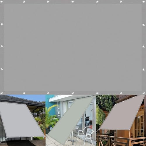 Sonnensegel Wasserdicht, 6 x 10 m Uv-Schutz, Wetterfest, Reißfest Wetterfest, Sonnensegel Wasserdicht Sonnenschutz, inkl Befestigungsseile, für Balkon Garten, Hellgrau