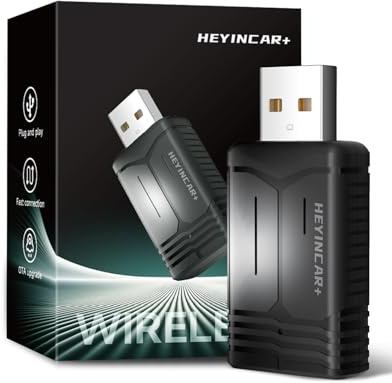 HEYINCAR+ H-Air Wireless CarPlay & Android Auto Adapter, 2026 Upgrade, Plug & Play USB Dongle, Convert Wired CarPlay Auto to Wireless, No Latency, Fast Connection, for Apple iPhone & Android Phones