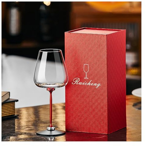 FXNFXLA Copa de Vino giratoria, Copas de Vino Tinto y Blanco giratorias de Tallo Largo de Aluminio con Cristales, sin Plomo, Accesorios de Vino cumpleaños para Familiares y Amigos