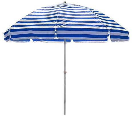 CNHRFGVD Parasol de plage rayé 220 cm, parasol d'extérieur avec protection UV 250 cm, réglable en hauteur, parasol imperméable pour balcon, piscine(Blue stripe,220cm/7ft)