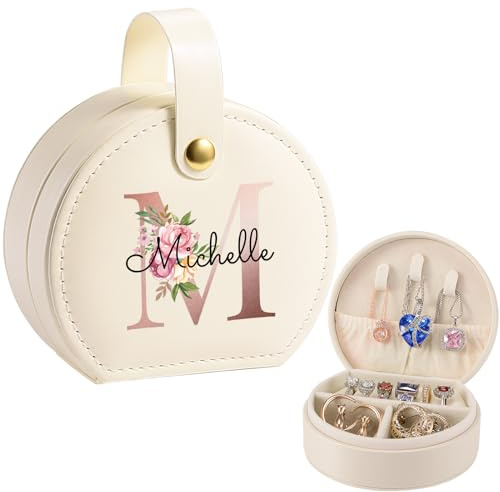 WACAR Schmuckkästchen Personalisiert, Schmuckkästchen Reise für Damen Mädchen, Schmuckaufbewahrung Klein für Hochzeit Weihnachten für Brautjungfer