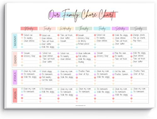 Blocco note per la pianificazione delle faccende familiari, calendario, centro di comando domestico, 50 fogli non datati a strappo, formato A4, arcobaleno