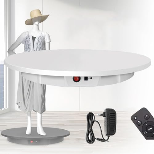 NzEupno PréSentoir Rotatif Motorisé 16,5 Pouces/220 LB, Plateau Tournant pour Photographie à 360 DegréS avec TéLéCommande, Plateau Tournant éLectrique pour Produits Photo Ou Courte VidéO,White-42cm