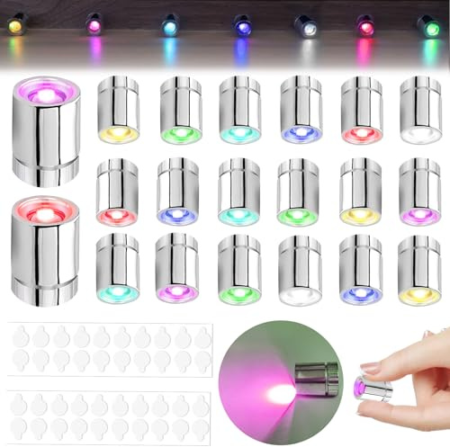 20 Stück Mini Led Licht, Bunt Kleine Led Lichter Micro Mit 40 Kleber | Puppenhaus Licht, Buntes Licht, für Beleuchtung Puppenhaus, Partydekoration, Basteln Puppenhauszubehör, Bausteine Vitrinen