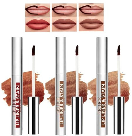 3 Colors Peel off Matte Lip Liner Stain Set, Smooth Waterproof Long Lasting Non-Stick Cup Velvet Lipstick Gift Makeup Set for Women and Girls (C, 3 PCS/Set)