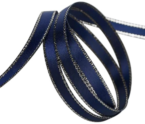 CABODYALS 91.4 m 9.5mm Königsblaues Silberband Doppelseitig Metallisches Randband Ripsband Aus Polyestergewebe Bänder In Großpackung Mit Spule Zum Nähen Basteln Geschenkverpackung Weihnachten DIY Zub