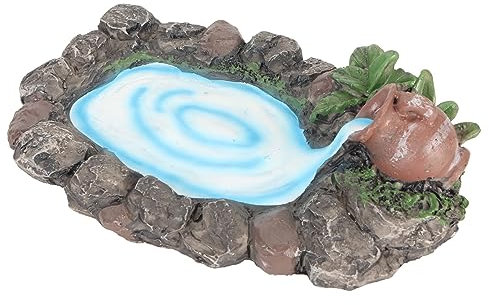 TOPINCN Mini Piscina D'acqua in Miniatura, Stagno in Pietra in Miniatura Dipinto a Mano, Piccolo Laghetto, Piccolo Giardino D'acqua, Piccola Piscina da Giardino per Accessori da