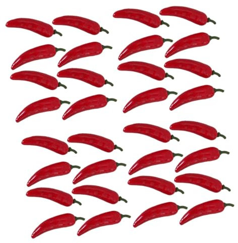 Vaguelly 60pcs Realistic Fake Chili Peppers Artificial Pepper Models for Home Kitchen Restaurant Decorations
