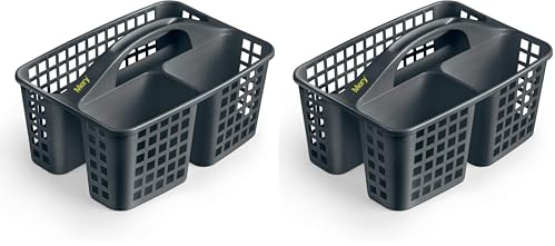 Mery - Korb für Reinigungsmittel - Organizer Produkte Reinigung unter der Spüle - Aufbewahrung von Spülbecken - 3 Fächer - Widerstandsfähiges Material - Dunkelgrau - 23,3 x 31 x 19 cm (Packung mit 2)