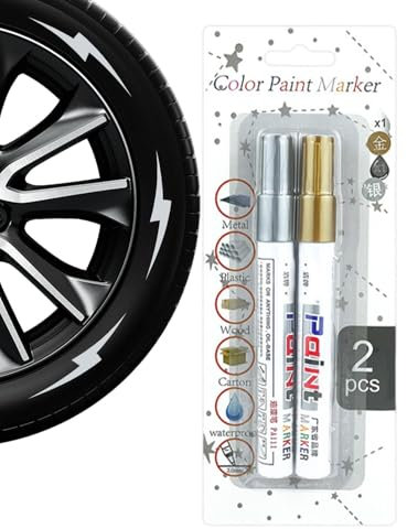 Generisch Autofarbenstift, Reifenmarker - Wasserdichtes Auto -Lackierstift Set,Auto-Berührungsmarkierungen, lang anhaltende Fahrzeugmalerei Reparaturwerkzeug für geringfügige Kratzer