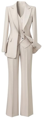 Mrjitor Donna Abito Tre Pezzi Giacca a Un Bottone Gilet a Doppio Petto Pantaloni da Smoking Business Casual