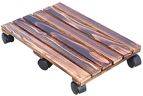 Blumentopfwagen, Pflanzenpalettenwagen, Holz-Pflanzenständer, runder Pflanzwagen für drinnen und draußen, Rolltablett, Untersetzer, Blumentopf-Transporter, Blumentopf-Unt,Wood Color 5-30*60cm