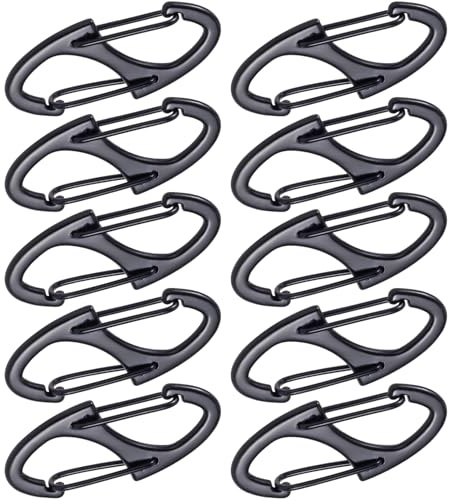 Deozu Lot de 10 clips de fermeture éclair antivol à double ouverture pour sacs à dos, camping, valises, sac à main (noir)